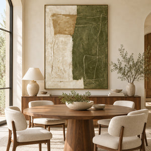 Earth & Olive Sketch | Textured Neutral Canvas Painting