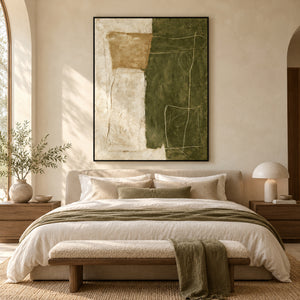 Earth & Olive Sketch | Textured Neutral Canvas Painting