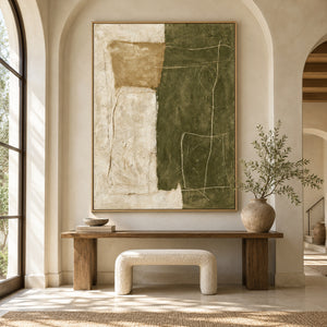 Earth & Olive Sketch | Textured Neutral Canvas Painting