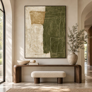 Earth & Olive Sketch | Textured Neutral Canvas Painting