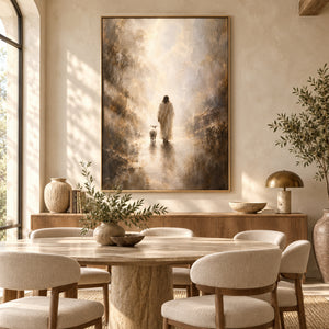 Jesus And Lamb | Warm Moody Textured Oil Painting