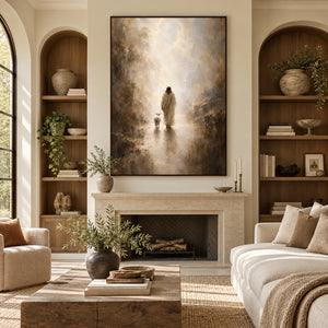 Jesus And Lamb | Warm Moody Textured Oil Painting