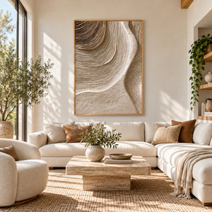 Flowing Earth Tone Lines | Thick Impasto Canvas Painting
