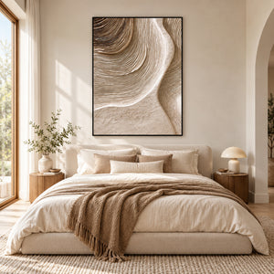 Flowing Earth Tone Lines | Thick Impasto Canvas Painting