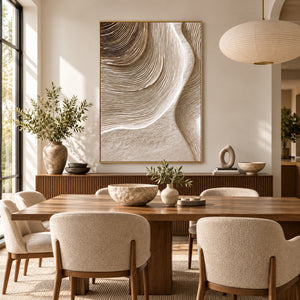 Flowing Earth Tone Lines | Thick Impasto Canvas Painting