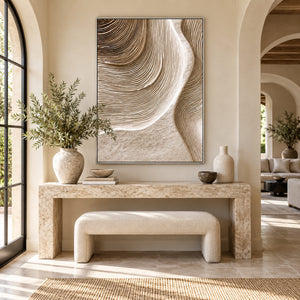 Flowing Earth Tone Lines | Thick Impasto Canvas Painting