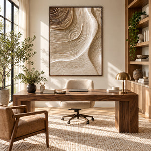 Flowing Earth Tone Lines | Thick Impasto Canvas Painting