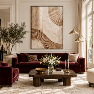 Earth Tone Geometric Relief | Thick Impasto Canvas Painting