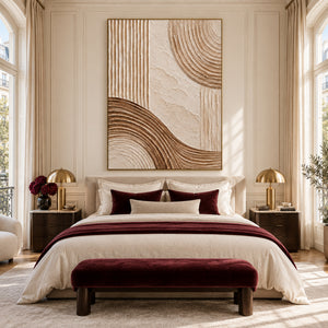Earth Tone Geometric Relief | Thick Impasto Canvas Painting