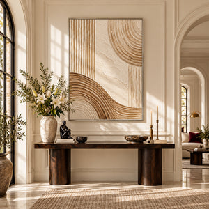 Earth Tone Geometric Relief | Thick Impasto Canvas Painting
