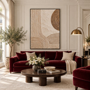 Circle & Flowing Lines Plaster Abstract | 3D Textured Wall Art