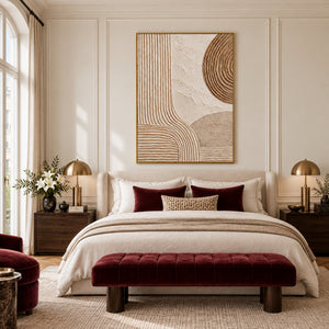 Circle & Flowing Lines Plaster Abstract | 3D Textured Wall Art