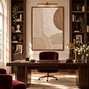 Circle & Flowing Lines Plaster Abstract | 3D Textured Wall Art