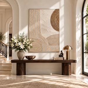 Circle & Flowing Lines Plaster Abstract | 3D Textured Wall Art