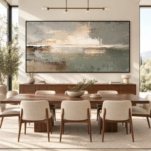 Sage & Grey Horizon Canvas | Horizontal Abstract Painting