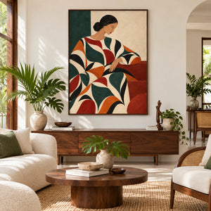 Geometric Figure with Bold Shapes | Textured Canvas Painting