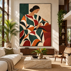 Geometric Figure with Bold Shapes | Textured Canvas Painting