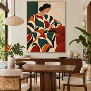 Geometric Figure with Bold Shapes | Textured Canvas Painting