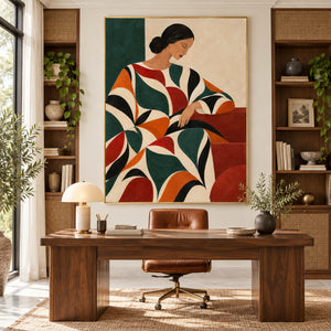 Geometric Figure with Bold Shapes | Textured Canvas Painting