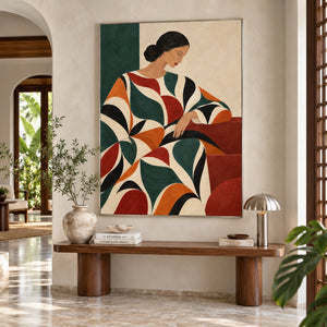 Geometric Figure with Bold Shapes | Textured Canvas Painting