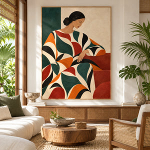 Geometric Figure with Bold Shapes | Textured Canvas Painting