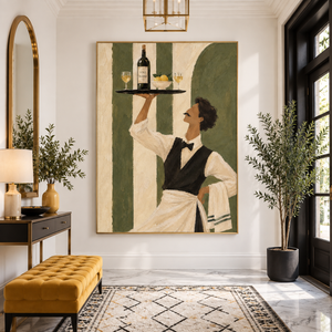 Vintage Italian Server | Thick Impasto Canvas Painting