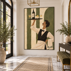 Vintage Italian Server | Thick Impasto Canvas Painting