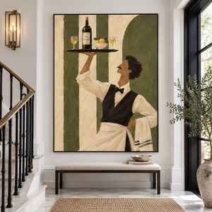 Vintage Italian Server | Thick Impasto Canvas Painting