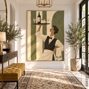 Vintage Italian Server | Thick Impasto Canvas Painting