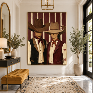 Vintage Western Pair | Thick Impasto Canvas Painting