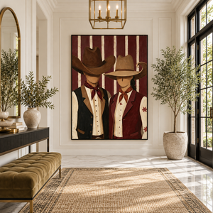 Vintage Western Pair | Thick Impasto Canvas Painting