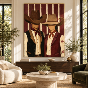 Vintage Western Pair | Thick Impasto Canvas Painting