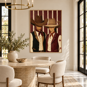 Vintage Western Pair | Thick Impasto Canvas Painting
