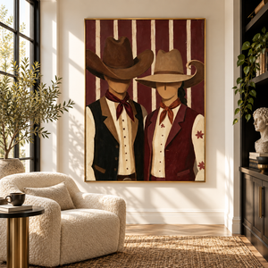Vintage Western Pair | Thick Impasto Canvas Painting