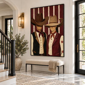 Vintage Western Pair | Thick Impasto Canvas Painting