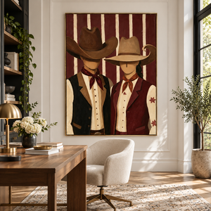 Vintage Western Pair | Thick Impasto Canvas Painting