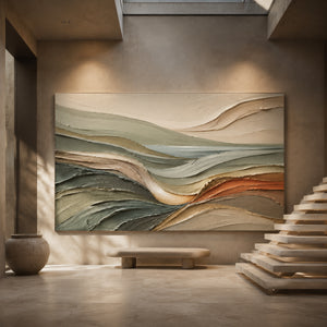 Curved Expanse | Multi‑Hue Textured Abstract Wall Piece