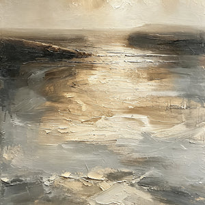 Stratified Mist | Wabi‑Sabi Thick Impasto Seascape