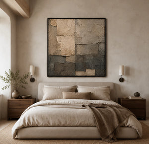 Fragmented Solace | Neutral Block Textured Wall Art