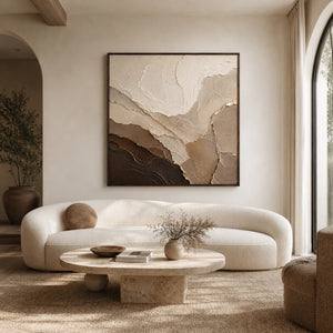 Gilded Strata | Muted Warm Abstract Wall Piece
