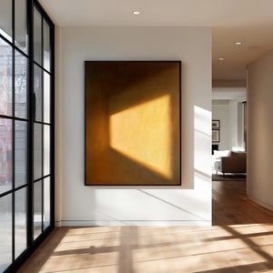 Minimalist Textured Oil Art | Warm Rectangular Window Light Interior