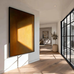 Minimalist Textured Oil Art | Warm Rectangular Window Light Interior