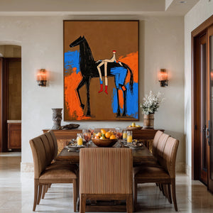 Resting Rider | Bold Line Horse‑Figure Wall Piece