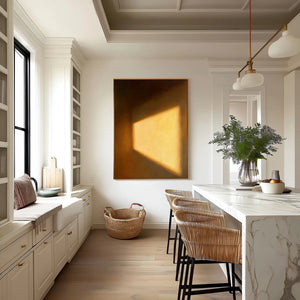 Minimalist Textured Oil Art | Warm Rectangular Window Light Interior