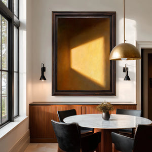 Minimalist Textured Oil Art | Warm Rectangular Window Light Interior