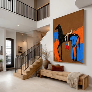 Resting Rider | Bold Line Horse‑Figure Wall Piece
