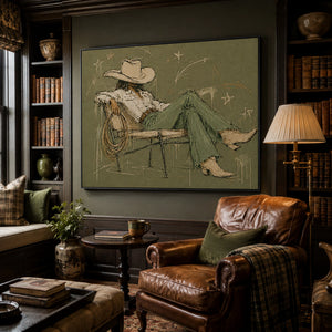 Relaxed Cowboy Figure | textured wall art