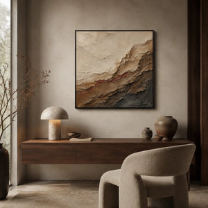 Earth Strata Rhythm | Earth‑Toned Textured Abstract Wall Art