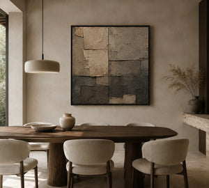 Fragmented Solace | Neutral Block Textured Wall Art