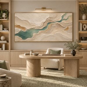 Sage River Through Layered Earth | Textured Abstract Landscape Wall Art